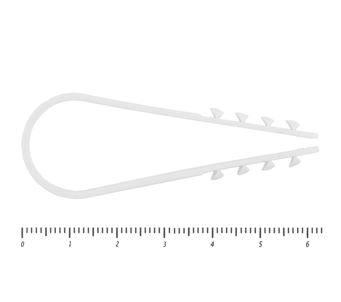 Дюбель хомут для крепления кабеля, цвет-белый, круглый 19х25 (100шт) – фото 19x25