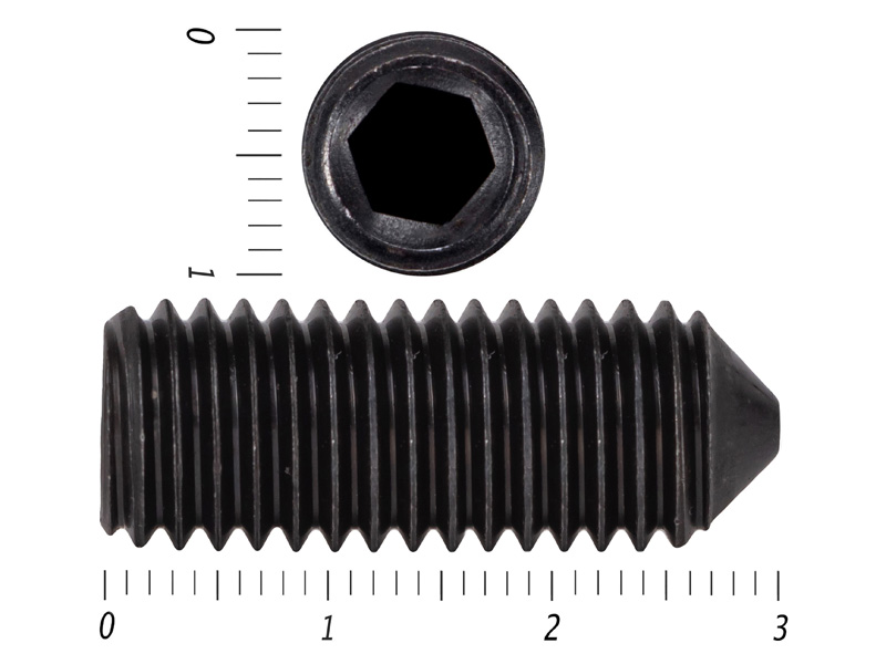 Винт установочный с внутр.шестигранником черный DIN 914 10х30 пр.12,9 (5 шт.) – фото 10x30