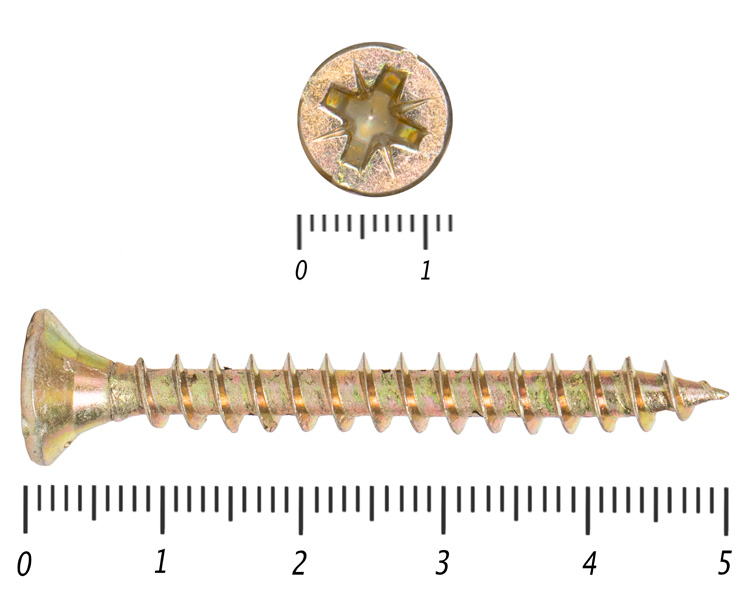 Саморез желтый цинк POZY 6х 50 (20шт) – фото 6x50