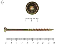 Саморезы по дереву желтые, шестигранные Torx 12х180 мм (50 шт)